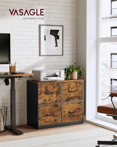 VASAGLE 4-Drawer Lateral File Cabinet, Compact, Locking, Printer Stand