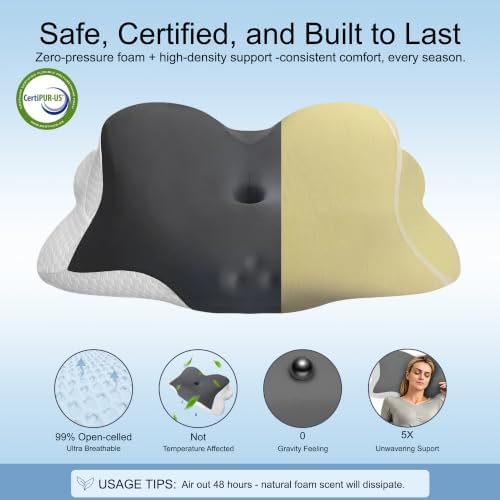 Cervical Neck Pillow, Ergonomic Support Contour Memory Foam Pillows for Side Sleep Stomach Sleeping and Back Sleeper, Orthopedic Bed Pillow for Shoulder Pain Relief