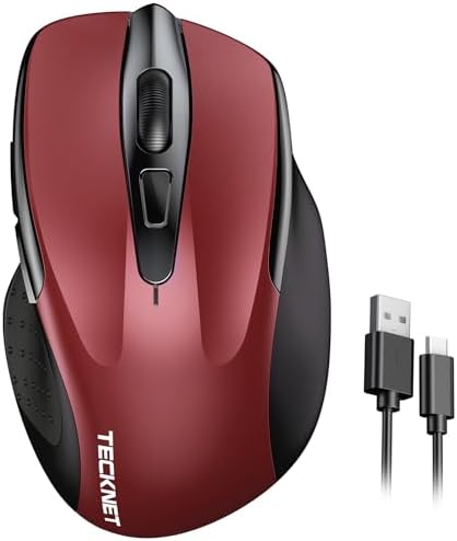 TECKNET Wireless Mouse Rechargeable, 2.4G Computer Mice with USB-A Receiver