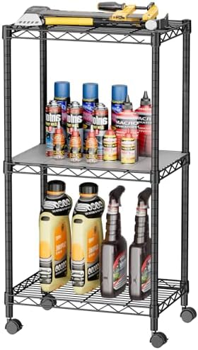 SINGAYE Small Wire 3 Adjustable Shelves Pantry Metal Shelf Floor Organizer