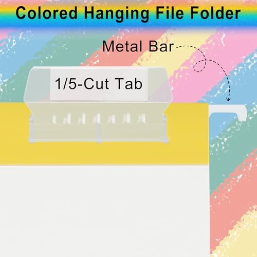 pmybupo Colored File Folders,6 Pack Yellow Letter Size Hanging File Folders with 1/5-Cut Tabs,Ideal for Home and Office Organization and Papers Classification
