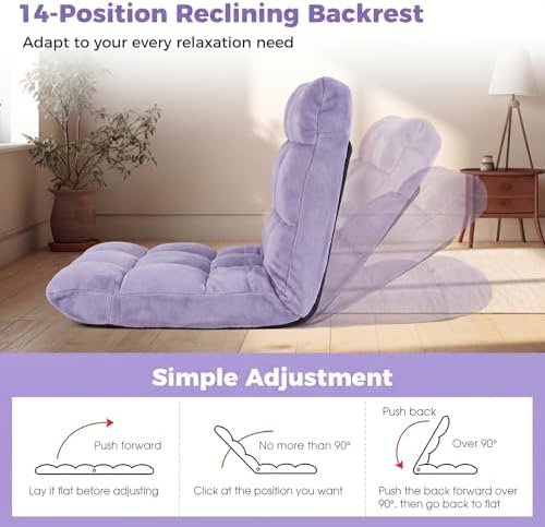 COSTWAY Floor Chair, 14 Positions Adjustable Floor Gaming Chair
