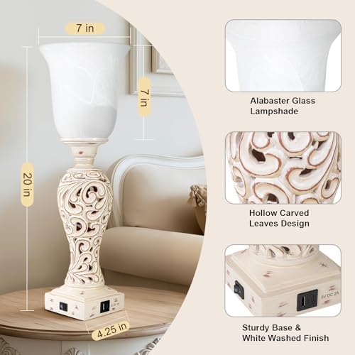 Bedside Table Lamps for Bedroom Set of 2, 3-Way Dimmable Nightstand Lamps