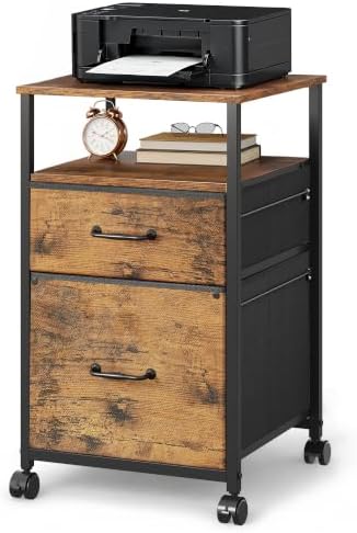 DEVAISE 2 Drawer Mobile File Cabinet, Fabric Vertical Filing Cabinet