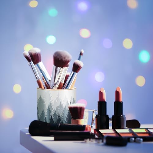 Large Capacity Pen Pencil Holder for Desk, Ceramic Pens Cup Cute Makeup Brushes Holder, Unique Desk Multifunctional Pen Organizer for Home, Office, and School, Forest Pattern