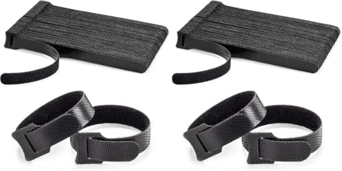 OneLeaf 80PCS Reusable Cable Ties, Black Adjustable 6-Inch Cord Organizer Ties, Multi-purpose Hook Loop Cable Management Wire Ties for Organizing Home, Office, Data Centers (Pack of 2)