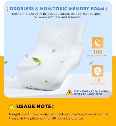 Osteo Cervical Pillow for Neck Pain Relief, Hollow Design Odorless Memory Foam Pillows with Cooling Case, Adjustable Orthopedic Bed Pillow for Sleeping, Support for Side Back Sleepers