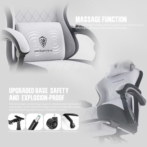 Dowinx Gaming Chair with Footrest, Ergonomic Desk Chair, Gray