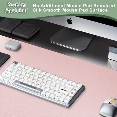 Boutilon Leather Desk Pad Protector,Non-Slip Mouse Pad,Laptop Desk Pad,Office Mouse Mat,Waterproof Leather Desk Blotter,Desk Writing Pad for Office and Home (XXXL-Light Pink,47"x 24")