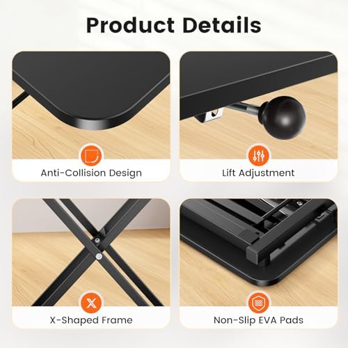 Standing Desk Converter Adjustable Height, 23.6" x 13.4" Keyboard Riser for Stand Up Desk Riser, Ergonomic Computer Keyboard Stand for Desktop, Sit Stand Workstations for Home Office Study Room
