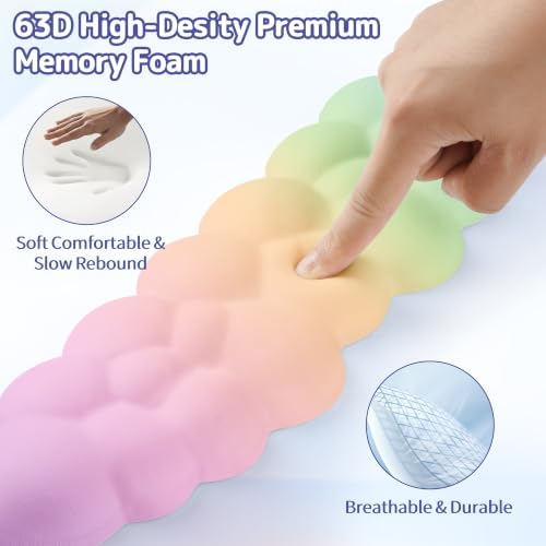 Sushret Cloud Wrist Rest Keyboard,Cloud Keyboard Wrist Pad,Rainbow Gradient