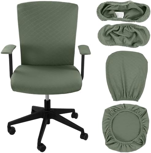 Tallew 4 Pcs Office Chair Covers Stretch Seat Armrest, Olive Green