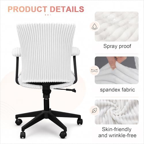 Tallew 4 Pieces Office Chair Covers Set Desk Computer, White