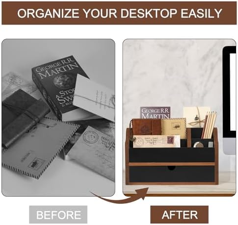 Desk Organizer with Drawer Wood File Office Mail Organizer Countertop