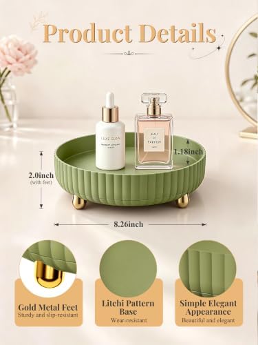 360 Rotating Makeup Organizer - Perfume Vanity Skincare Tray Green