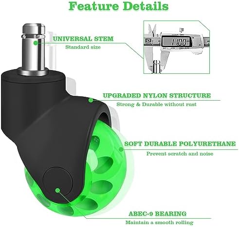 Hirate 2" Ball Caster Wheels with Nylon Cover 7/16" x 7/8" Standard Stem