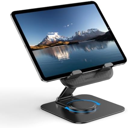 OMOTON TA04 Ultra-Slim Tablet Stand for iPad, Swivel Phone Holder for Desk