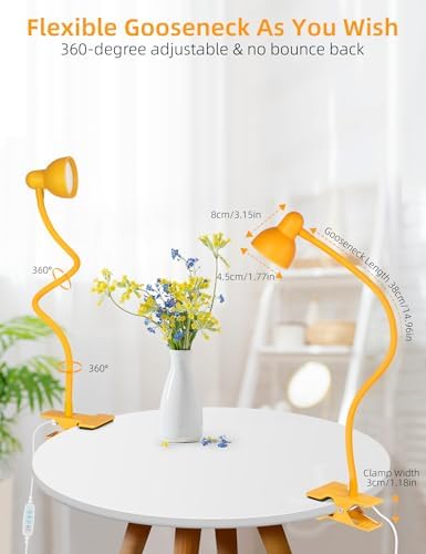 LiFMIRA Desk Lamp Clip on Lamp for Bed, LED Reading Light for Bed Yellow
