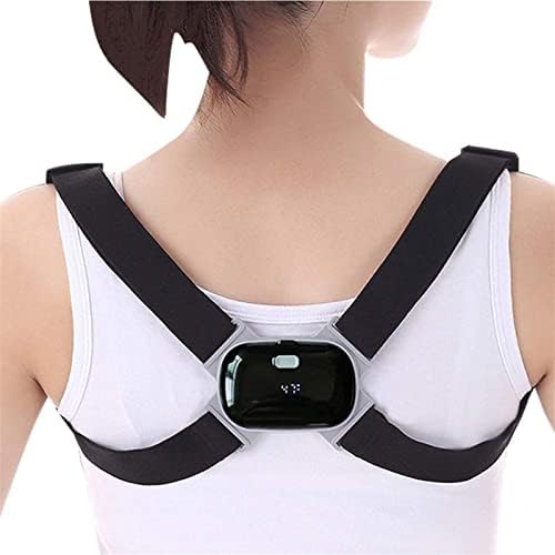 Posture Corrector Smart Sensor Corrector Men Women, Full Back and Neck Support Adjustable Straps with Smart Sensor Vibration Reminder Back Posture (Color : Black)