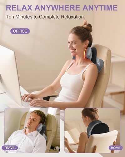 snawowo Upgraded Neck Massager Pillow with Heat, 3 Modes & 3 Intensities