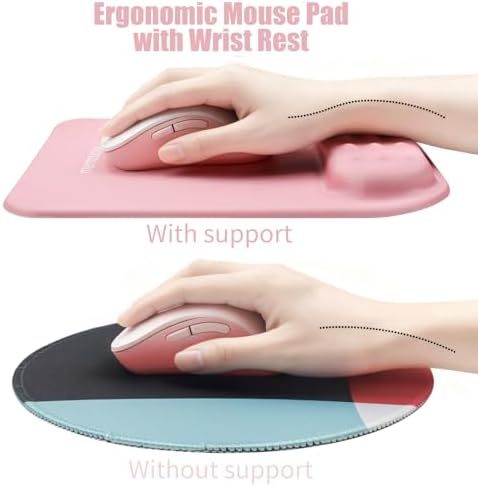 memzuoix Pink Ergonomic Mouse Pad with Wrist Rest Support,Premium Memory Foam Cushioning for Pain Relief, Non-Slip PU Base for Stable Smooth Control - Perfect for Laptop, Computer, and Home Office