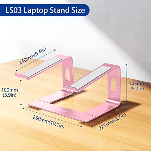BESIGN LS03 Aluminum Laptop Stand, Ergonomic Detachable Computer Stand, Notebook Riser, Laptop Mount Compatible with Air, Pro, Dell, HP, Lenovo More 10-15.6" Laptops, Pink