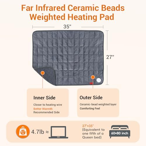 Comfytemp Weighted Extra Large Heating Pad 27"×35", Far Infrared, King Size