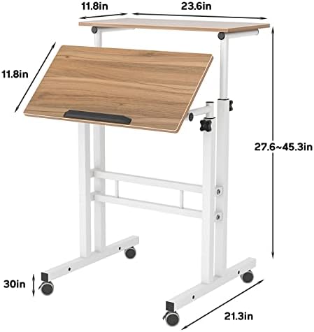 soges 23.6inch Height Adjustable Desk Laptop Desk on The Wheels, Oak