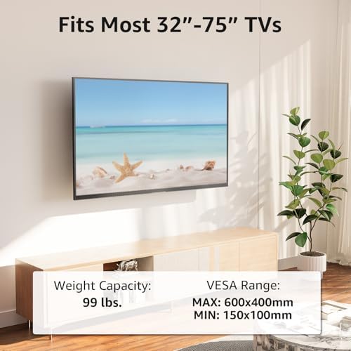 MOUNTUP Corner TV Wall Mount for Most 42-75 Inch TVs, Holds Up to 99 lbs