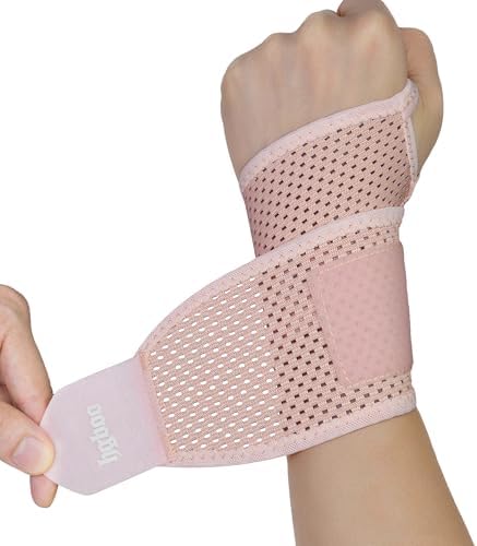 2-Pack Ultra-Thin Wrist Braces, Breathable Comfort Mesh Fabric Support for Pain Relief - Ideal for Carpal Tunnel, Tendonitis, Sports, Fitness and Daily Use - Adjustable Wrist Support (Pink)