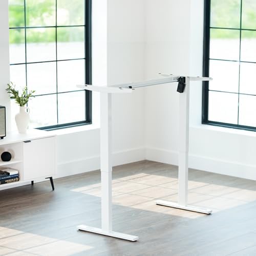 VIVO White Brushless Motor Electric Standing Desk Frame, DESK-V100EWY