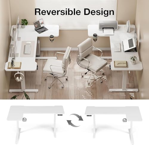 Acrolix L Shaped Electric Standing Desk,59x40 Reversible,White