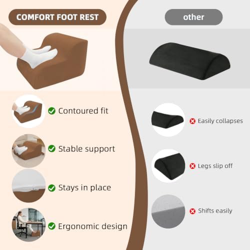 Foot Rest for Under Desk at Work,2-Tier Footrest with Handle Brown