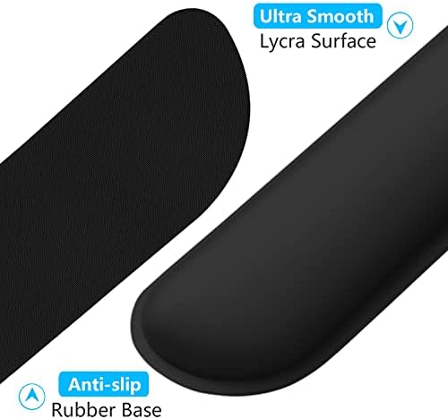 Dapesuom Enlarge Keyboard Wrist Rest, Cute Memory Foam Keyboard Wrist Cushion for Computer Desk Mats Support, Typing Pain Relief Ergonomic Mouse Pad Rests with Non-Slip Base for Gaming, Laptop, Black