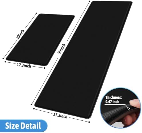 StepLively Kitchen Mat for Floor 2 PCS, Anti Fatigue Rugs, Black