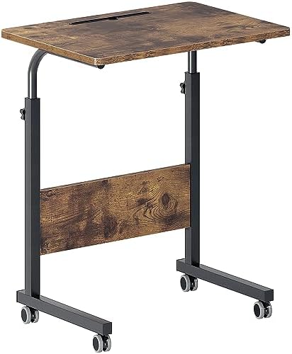 DlandHome 23.6 Inches Rolling Desk with Wheels Adjustable Height, Retro