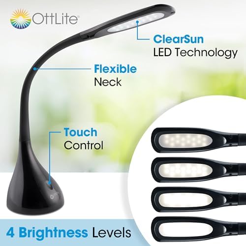 OttLite Curve LED Desk Lamp, Black