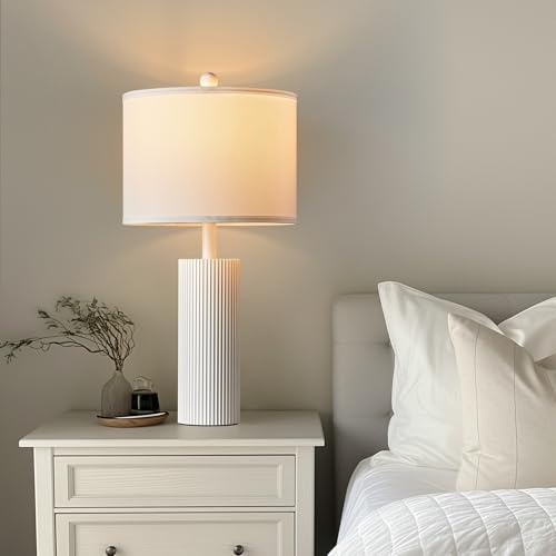 24.5”Modern Table Lamps for Living Room, Touch Lamps Set of 2, White