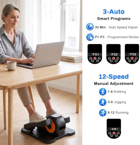 POWERFUEL Under Desk Elliptical Machine, Low Impact Seated Pedal Exerciser