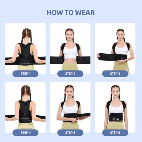 Back Brace Posture Corrector for Women & Men, Breathable, Black L