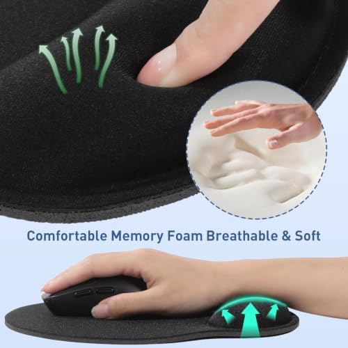 2 Pack Ergonomic Gaming Mouse Pad with Wrist Support—Black