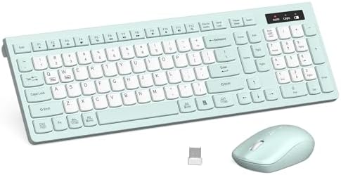 Wireless Keyboard and Mouse Combo Silent for Office and Home(Mint Green-B)