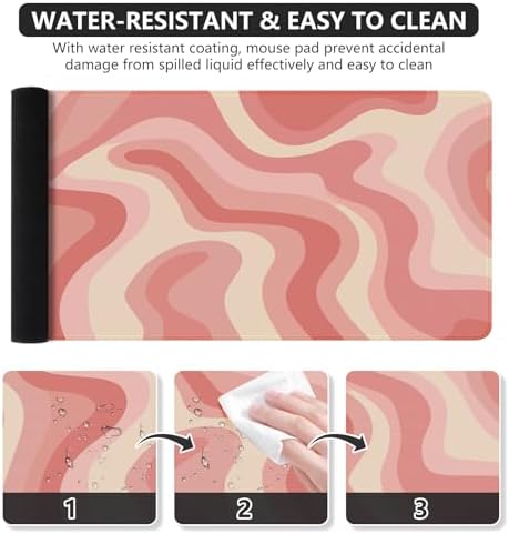 iCasso Desk Pad,Desk Matt for Desktop,Cute Mouse Pad,Pink Topographic