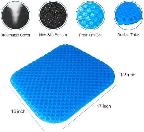 EVEME Gel Seat Cushion for Long Sitting with Handle-Large & Thick & Soft & Breathable-Gel Cushion for Wheelchair, Gel Chair Cushion for Hip Pain, Gel Seat Cushion for Office Chair