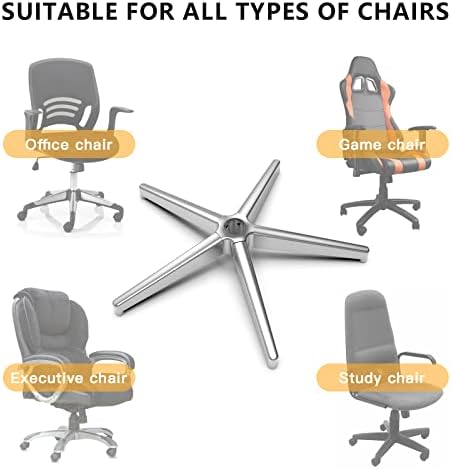 Office Chair Replacement Parts-28'' Heavy Duty Base Replacement(2200Lbs) - Desk Chair Reinforced Metal Leg,Universal Caster and Gas Cylinder Size (Silver)