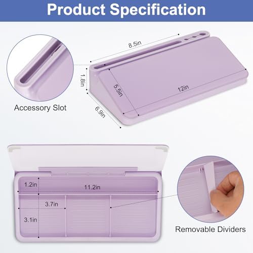 DOLLAR BOSS 12"x7" Small Glass Desktop Whiteboard, Purple