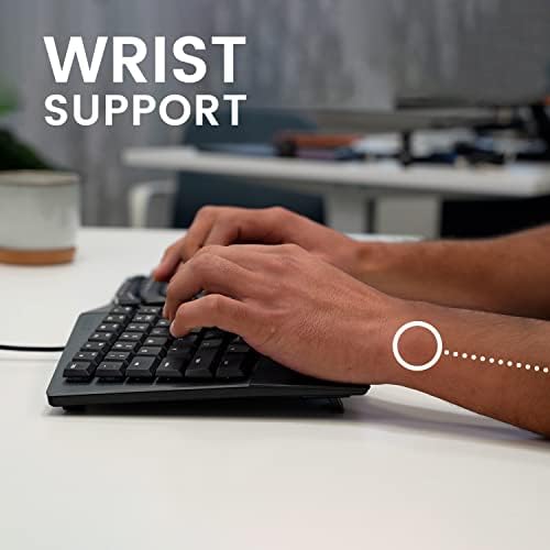 Perixx PERIBOARD-335BR Wired Ergonomic Mechanical Compact Keyboard - Low-Profile Brown Tactile Switches - Programmable Feature with Macro Keys - Compatible with Windows and Mac OS X - US English