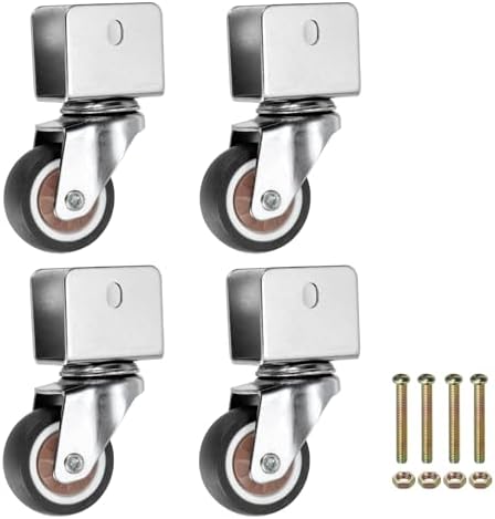 PATIKIL 1.25 Inch Caster Wheels, 4 Pcs Swivel Casters with 0.7" U Bracket Opening 55 Lb Capacity Per Caster for Furniture Office Chairs Carts and Cabinets, Brown