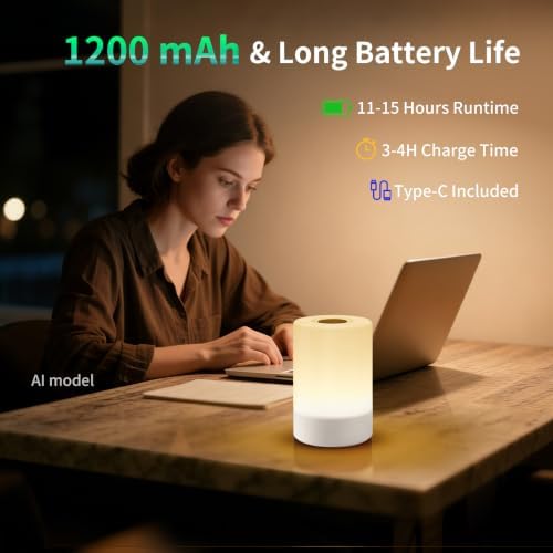 Rechargeable LED Night Light, Touch Bedside Table Lamp