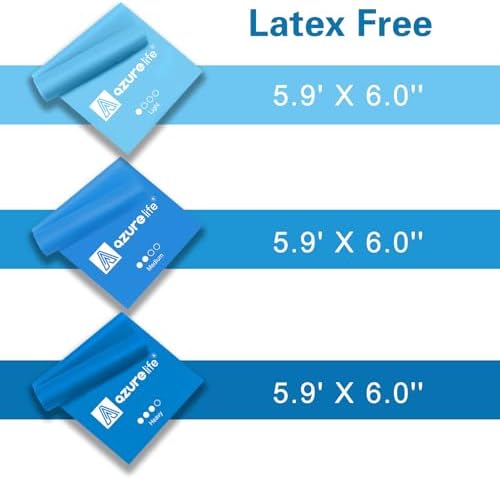 A AZURELIFE Resistance Bands,Professional Long Non-Latex Elastic Stretch Bands,Exercise Bands for Physical Therapy, Yoga, Pilates, Rehab, at-Home or The Gym Workouts, Strength Training